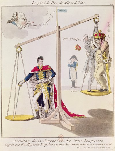 The Result of the Day of the Three Emperors, Caricature Drawn After the Battle of Austerlitz by French School